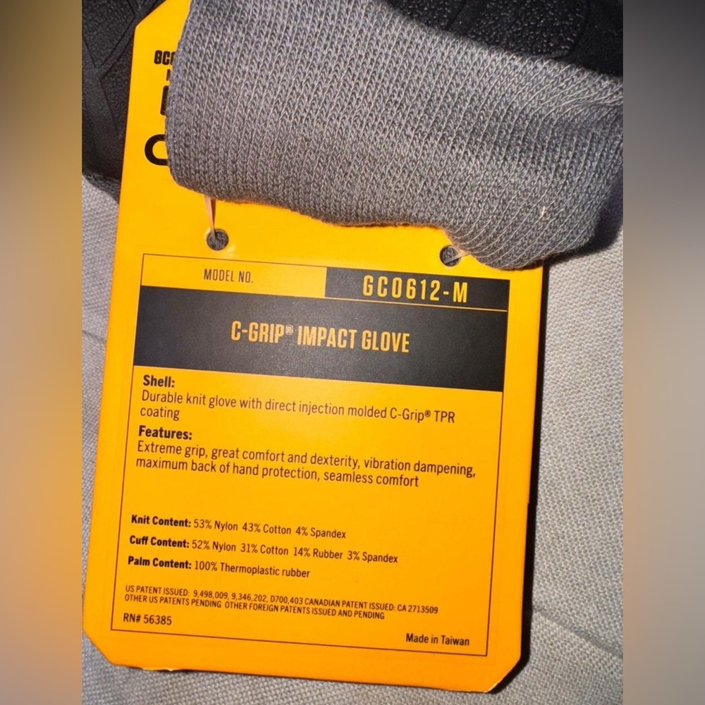 Carhartt Gray C-Grip Impact Work Gloves - Picture 2 of 3